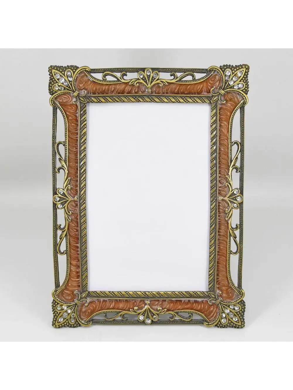 Crystal Enamel Fleur de lis Photo Picture Frame 4x6